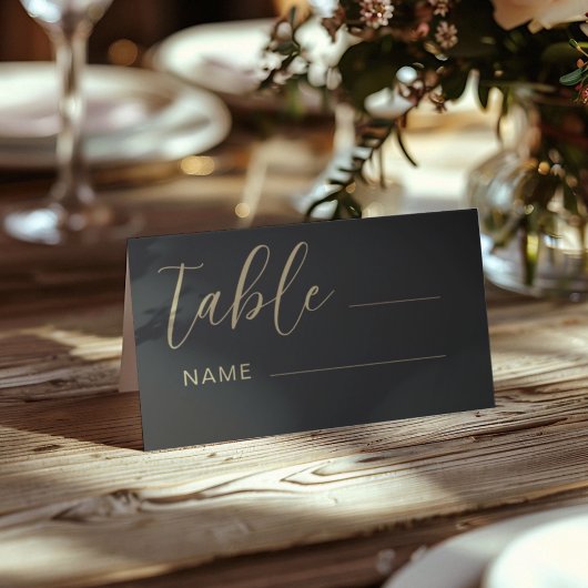Carte De Placement Numéro de table moderne Black & Gold Mariage