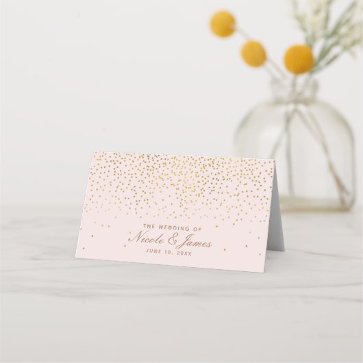Carte De Placement Numéro de Table Moderne Rose Poudré & Confettis Do (Devant)