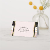 Carte De Placement Numéro de table Rose Pâle Noir Blanc & Or (Devant)