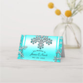 Carte De Placement Numéro de table Teal Glitter Glam Winter Wonderlan (Devant)
