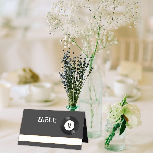 Carte De Placement Numéro de table vinyle noir et blanc rétro