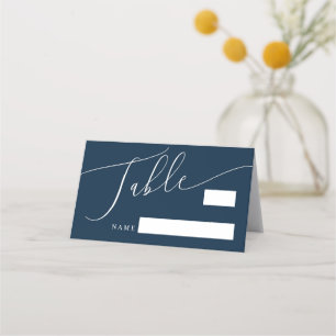 Carte De Placement Numéro de tableau du Mariage minimal bleu marine