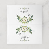 Carte De Placement Numéro de tableau Floral à floraison blanche moder (Extérieur déplié)