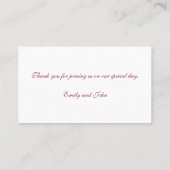 Carte De Placement Numéro du tableau mariage Heather and Lace (Dos)