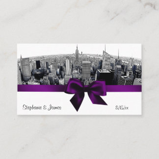 Carte De Placement NYC Etched Fisheye Skyline BW Purpl Plaques #2