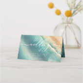 Carte De Placement Ocean Beach Bleu Aquarelle élégant ABLE (Dos)