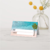 Carte De Placement Ocean Beach Palm Tree Mariage (Devant)