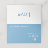 Carte De Placement Ocean Blue White Mariage Numéro de table (Extérieur déplié)