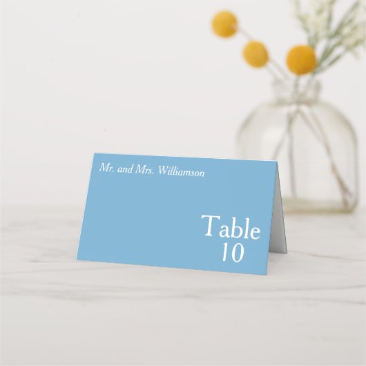 Carte De Placement Ocean Blue White Mariage Numéro de table (Devant)