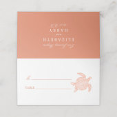 Carte De Placement Ocean Sea Turtle, Soft Coral Beach Wedding (Extérieur déplié)
