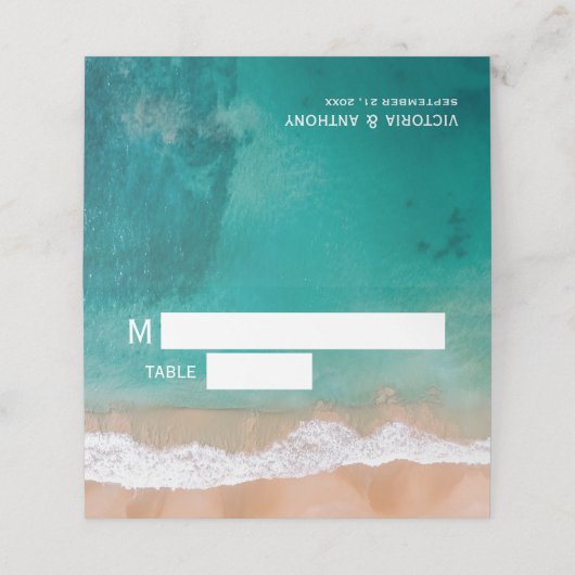 Carte De Placement Ocean Wave, Mariage plage (Extérieur déplié)