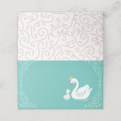 Carte De Placement Oiseau Baby shower cygne avec thème Couronne Turqu (Extérieur déplié)
