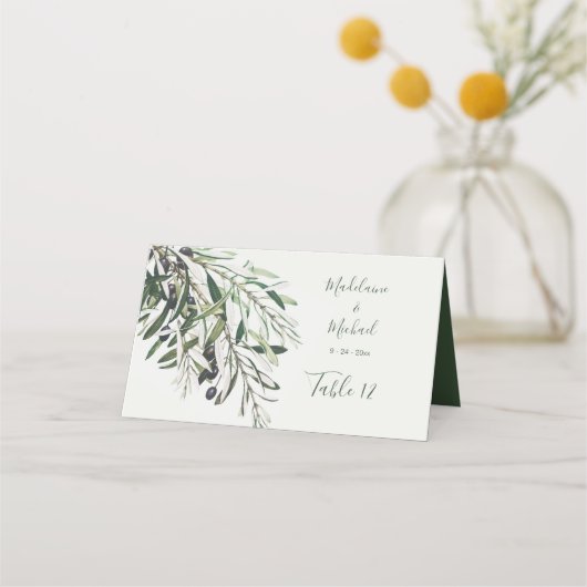 Carte De Placement Olive Branch Elegant Wedding Numéro de table (Dos)