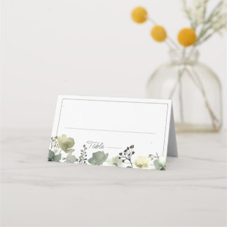 Carte De Placement Olive Floral Wedding