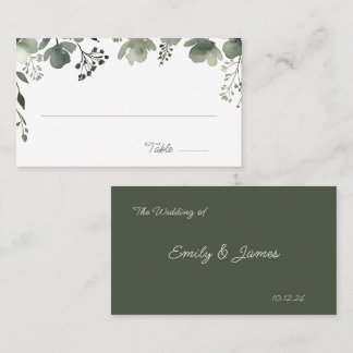 Carte De Placement Olive Floral Wedding