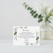 Carte De Placement Olive Green Botanique Floral Mariage Merci (Debout devant)