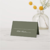 Carte De Placement Olive Green Mariage Numéro de table d'invité (Devant)