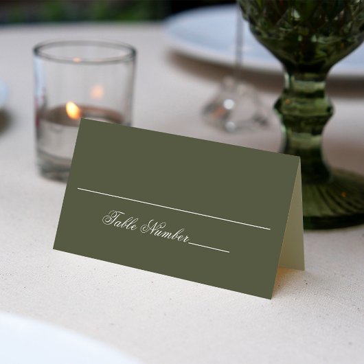 Carte De Placement Olive Green Mariage Numéro de table d'invité