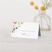 Carte De Placement Or Blush rose Floral Dusty Blue Mariage (Devant)