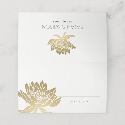 CARTE DE PLACEMENT OR ÉTOURDI FAUX NÉNUPHAR LIS FLORAL (Extérieur déplié)