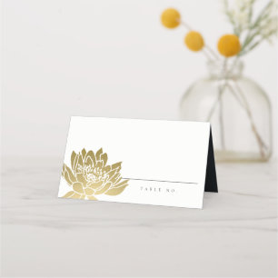 CARTE DE PLACEMENT OR ÉTOURDI FAUX NÉNUPHAR LIS FLORAL