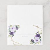 Carte De Placement Or Géométrique Fleur Watercolor Violet (Extérieur déplié)