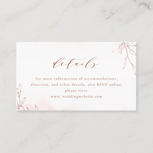 Carte De Placement or rose sobre élégante botanique détails mariage (Devant)
