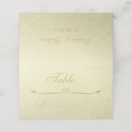 Carte De Placement Or sur Mariage de monogramme or (Extérieur déplié)