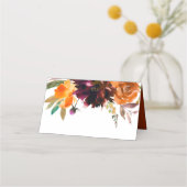 Carte De Placement Orange Bourgogne Brûlé Chute Florale Rustique Mari (Devant)