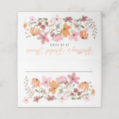Carte De Placement Orange Cute boho meadow fleur sauvage douche nupti (Extérieur déplié)