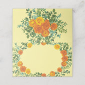 Carte De Placement Orange & Jaune clair Peony & Rose Floral Mariage (Extérieur déplié)
