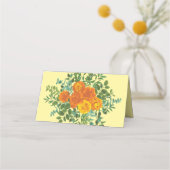 Carte De Placement Orange & Jaune clair Peony & Rose Floral Mariage (Dos)