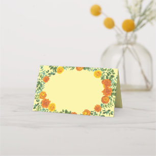 Carte De Placement Orange & Jaune clair Peony & Rose Floral Mariage
