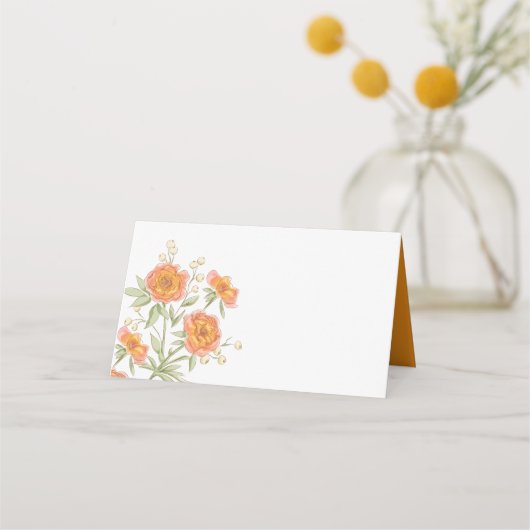 Carte De Placement Orange Rose Wedding Place Card (Devant)