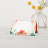 Carte De Placement Orange rustique, Vert, Aquarelle blanche Florale (Dos)