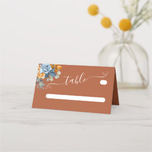 Carte De Placement Orange Terracotta Rustique Bleu Marine Rust Mariag