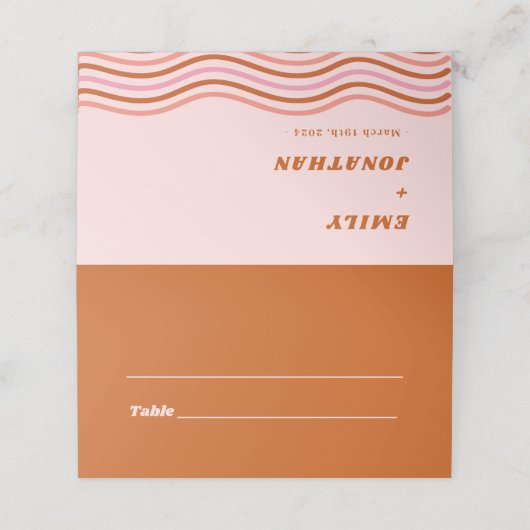 Carte De Placement Orange Tropical Disco Mariage (Extérieur déplié)