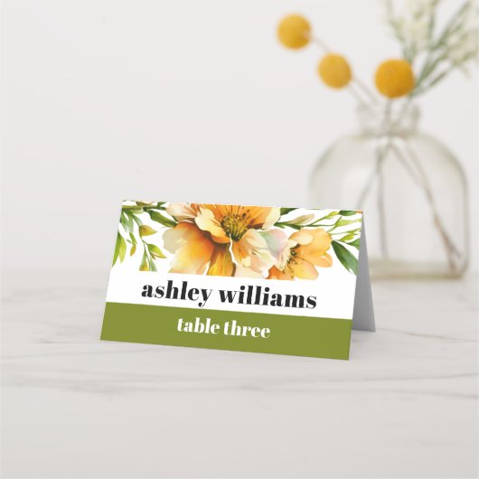 Carte De Placement Orange yelllow rhododendron flowers wedding (Devant)