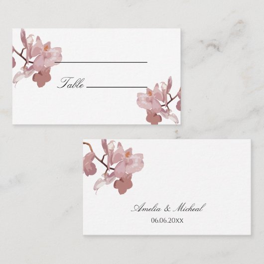 Carte De Placement Orchidée rose foncé (Devant / Derrière)