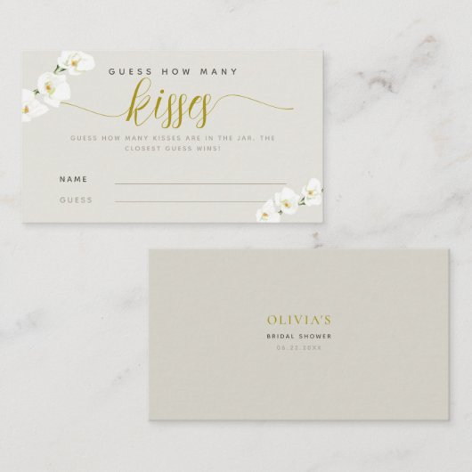 Carte De Placement Orchidées Blanches Moderne Chic Combien De Baisers (Devant / Derrière)