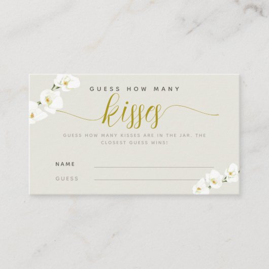 Carte De Placement Orchidées Blanches Moderne Chic Combien De Baisers (Devant)