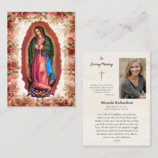 Carte De Placement Our Lady of Guadalupe Photo Memorial Prayer Card