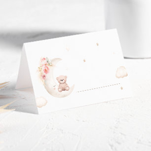 Carte De Placement Ours En Teddy Sur La Lune Neutre