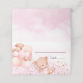Carte De Placement Ours et nuages en Teddy Rose mou pour bébé fille (Extérieur déplié)