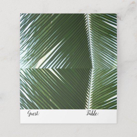 Carte De Placement Overlapping Palm Fronds Tropical Green Abstract (Extérieur déplié)