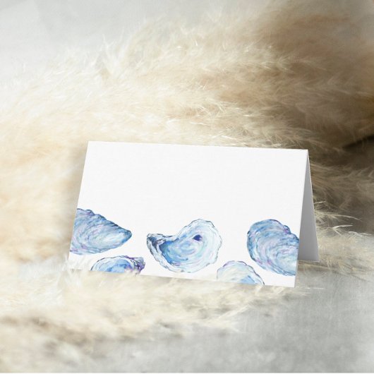 Carte De Placement Oyster Blue Watercolor Beach Wedding Blank
