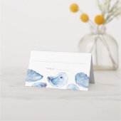 Carte De Placement Oyster Blue Watercolor Plage Mariage Lined (Devant)