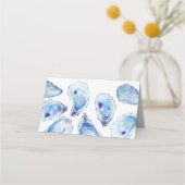 Carte De Placement Oyster Blue Watercolor Plage Mariage Lined (Dos)