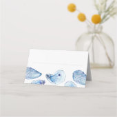 Carte De Placement Oyster Blue Watercolor Plage Mariage Lined (Devant)