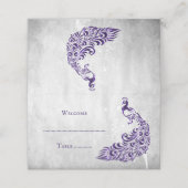 Carte De Placement Pacock Violet Feuille Vine Réception Carte Place (Extérieur déplié)